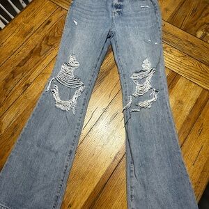 Pistola Light Blue Distressed Flare Jeans